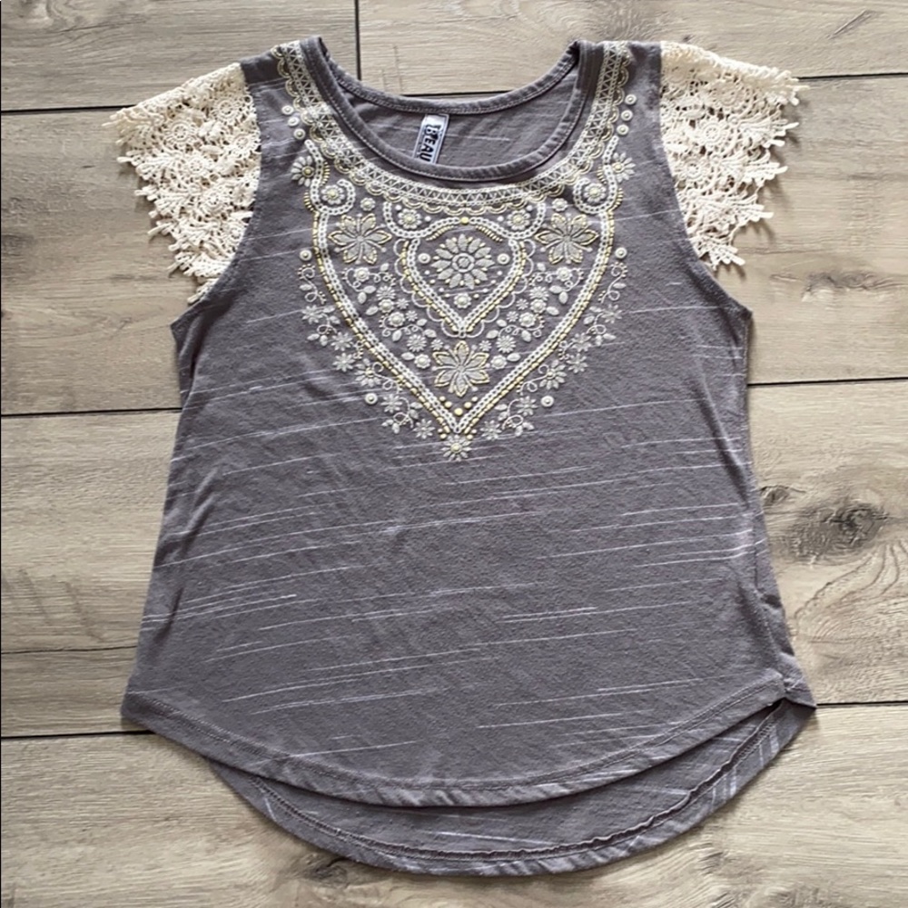 BEAUTEES Girl Gray Top Size XL